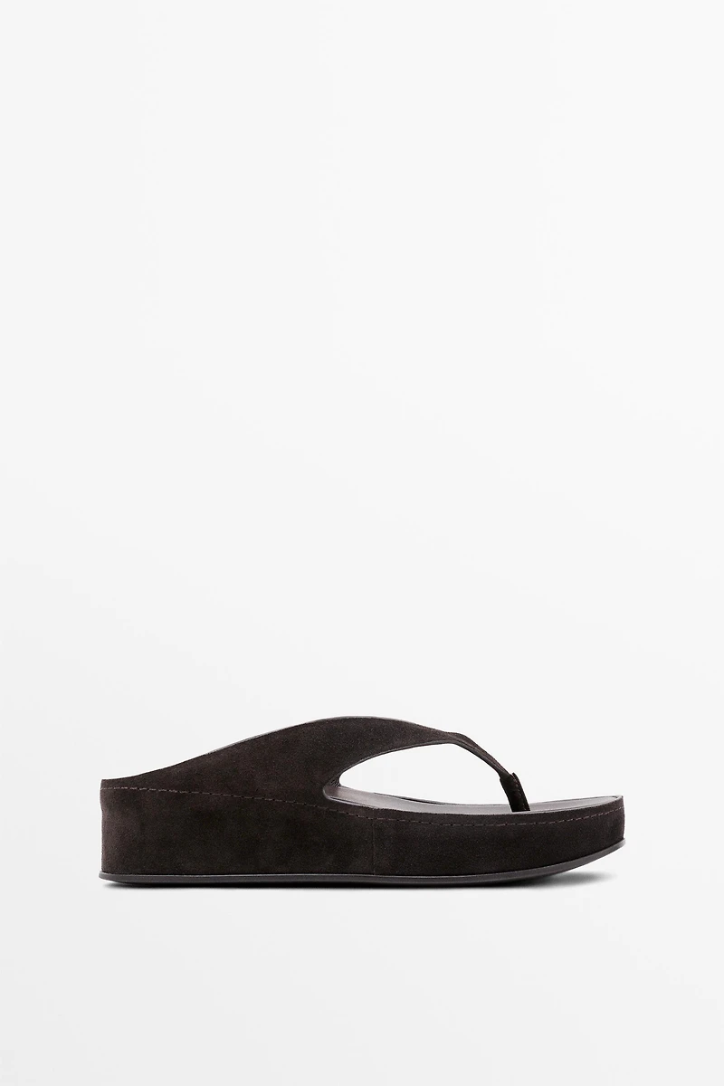 Sandale plateforme cuir