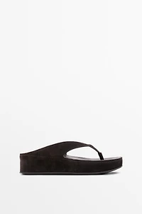 Sandale plateforme cuir