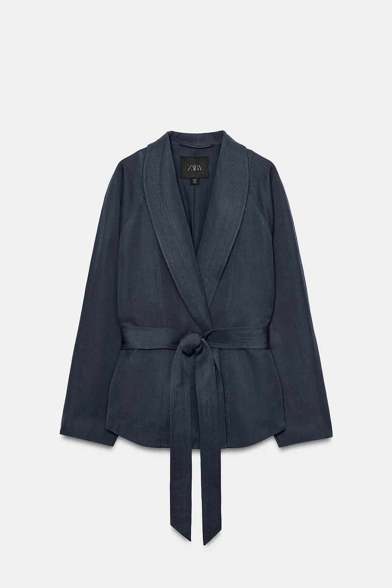 ZW COLLECTION LINEN BELTED BLAZER