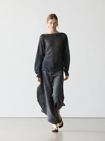 Linen blend trousers with slit details
