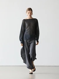 Linen blend trousers with slit details