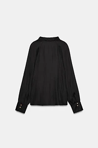 BLOUSE SATINÉE BOUTONS ÉPAULE