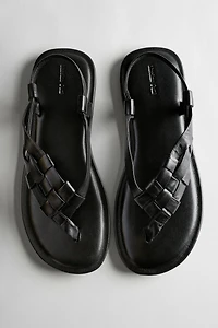 Flat woven leather sandals