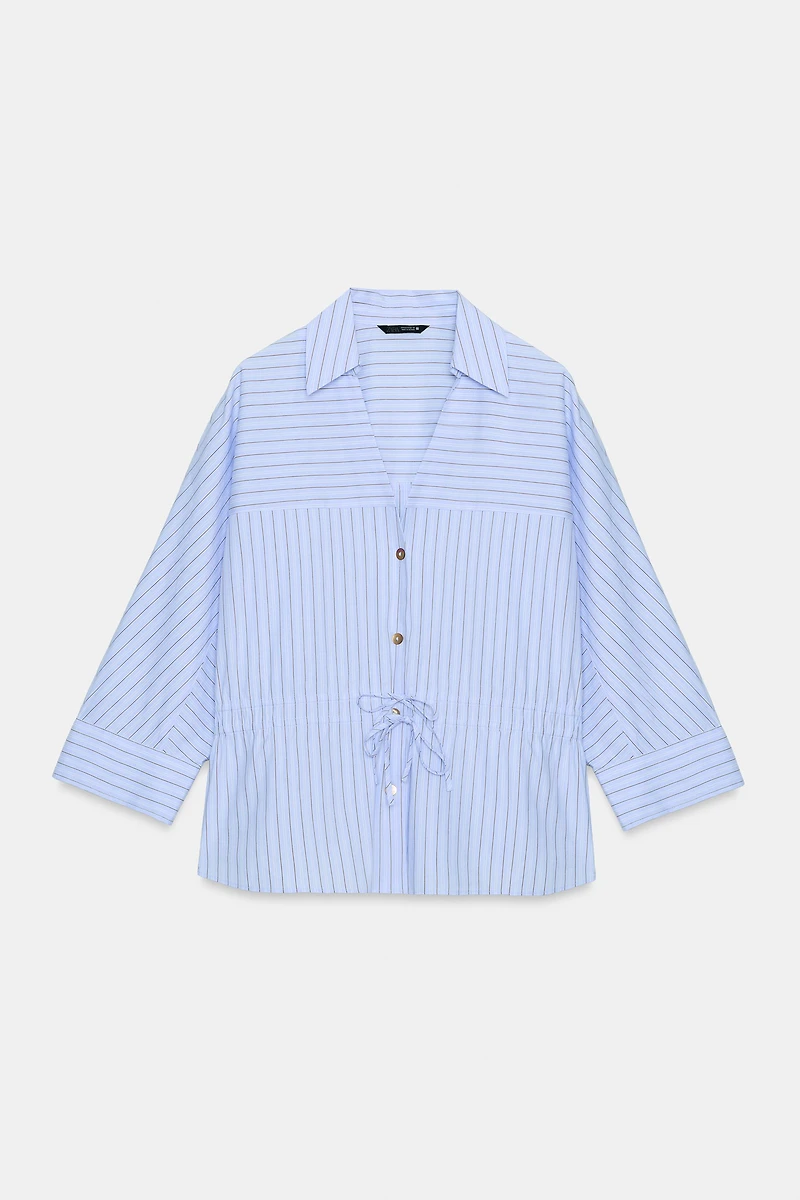 CHEMISE À RAYURES AVEC LACETS