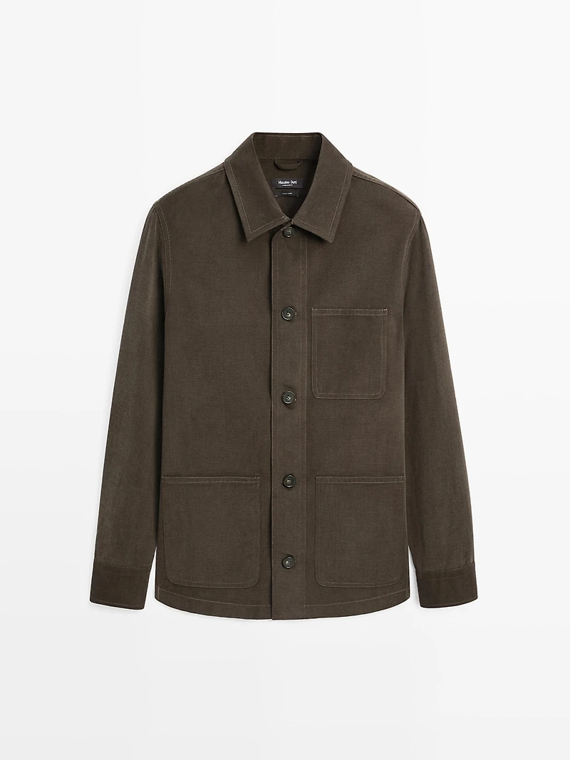 Twill overshirt with pockets