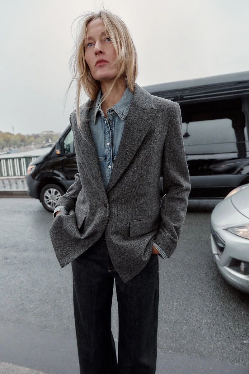 HERRINGBONE WOOL BLAZER