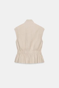 LINEN BLEND POCKET VEST