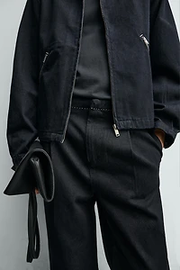 CONTRAST TOPSTITCHING DENIM CHINO PANTS