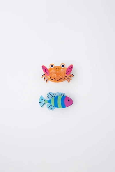TWO-PACK FISH AND CRAB HAIR CLIPS