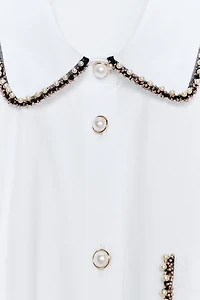 BEADED POPLIN SHIRT