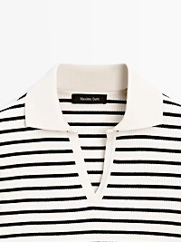 Striped cotton blend polo T-shirt