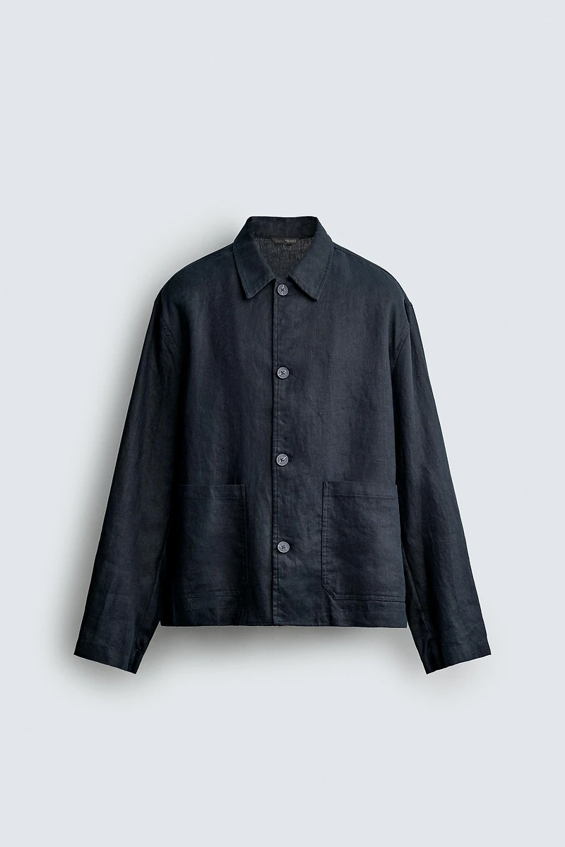 100% LINEN REGULAR FIT OVERSHIRT