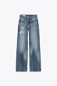 TRF MID-RISE RIPPED WIDE LEG JEANS