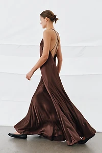 VOLUMINOUS SATIN LONG DRESS