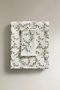 NAPPE COTON FEUILLE HOUX NOËL