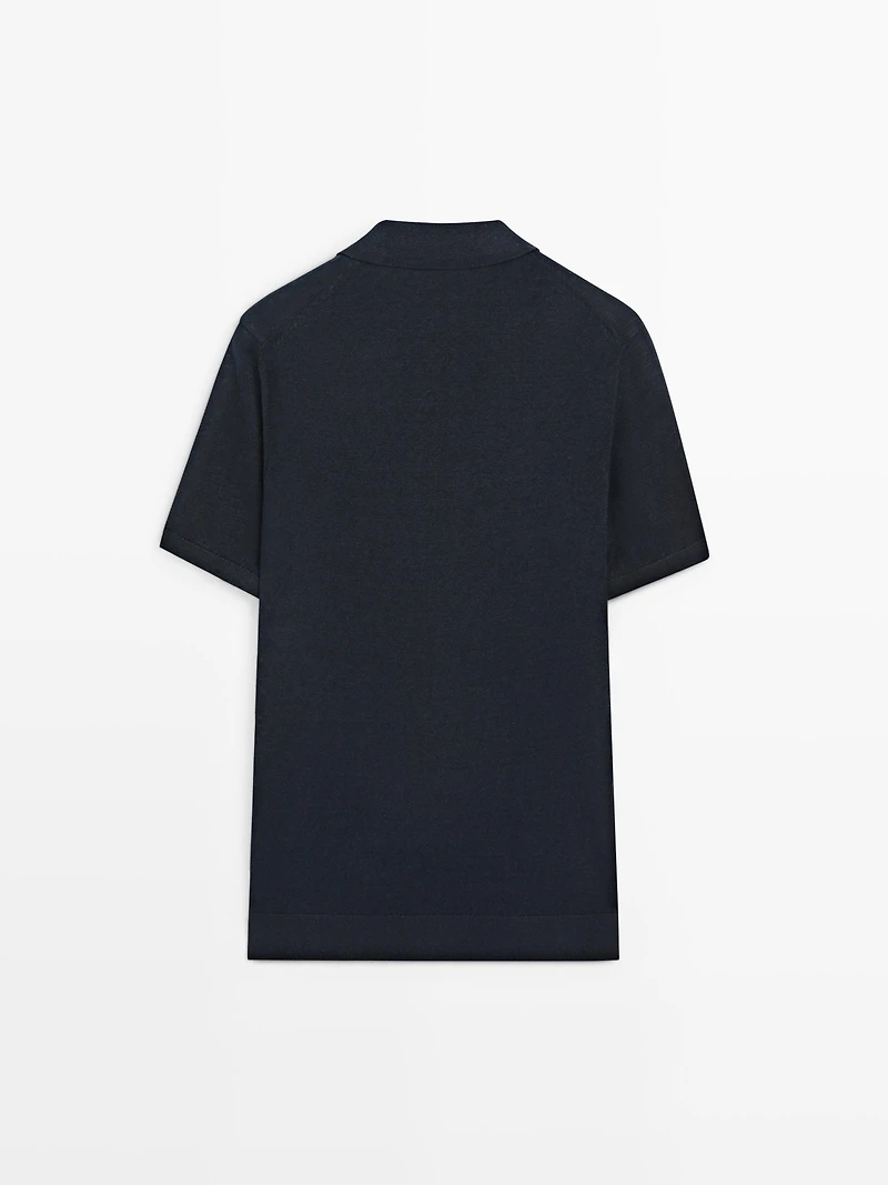 Linen knit polo sweater