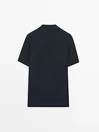 Linen knit polo sweater