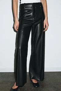 ZW COLLECTION FAUX LEATHER TAILORED WIDE LEG PANTS