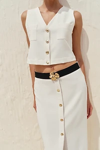 CREPE MIDI SKIRT WITH BELT