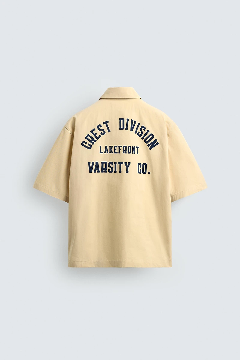 PRINTED TEXT BOXY FIT SHIRT