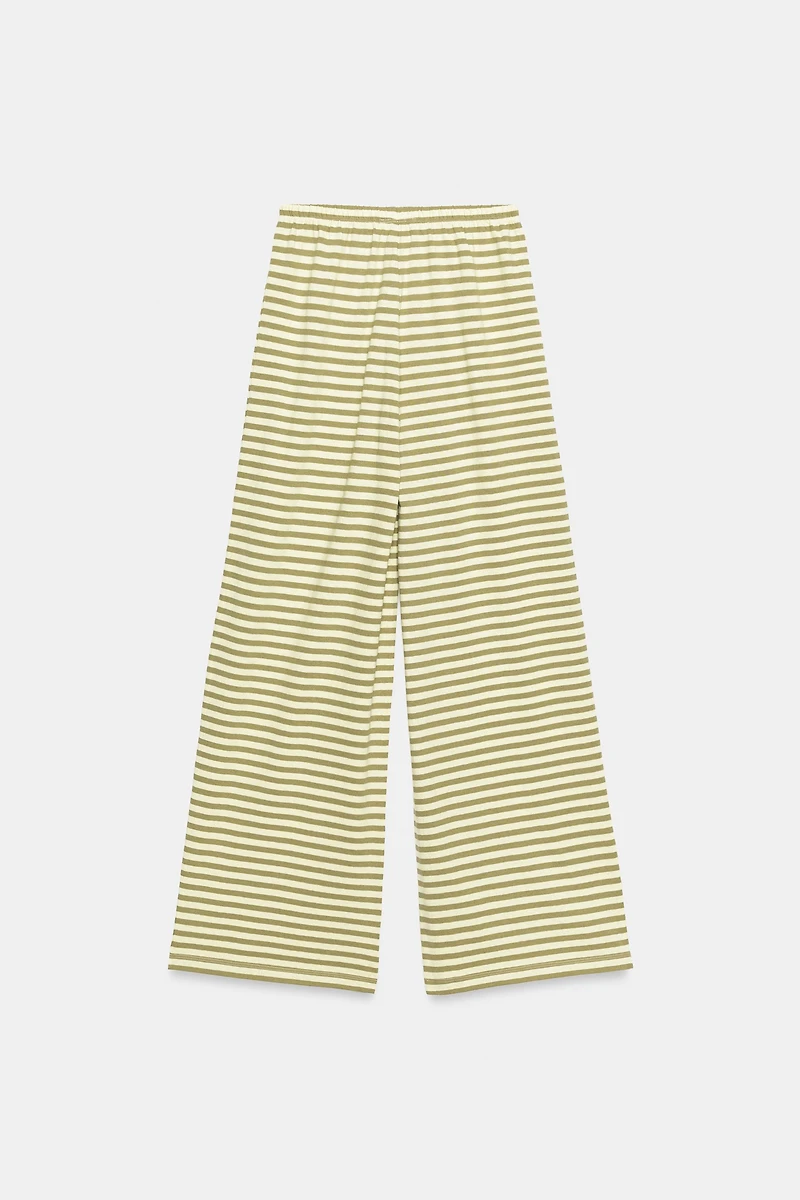 STRIPED COTTON AND LINEN PANTS