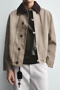 CONTRAST CROCHET COLLAR JACKET