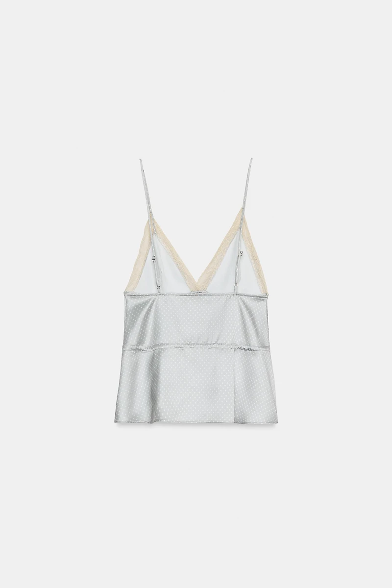 SATIN EFFECT LACE TOP