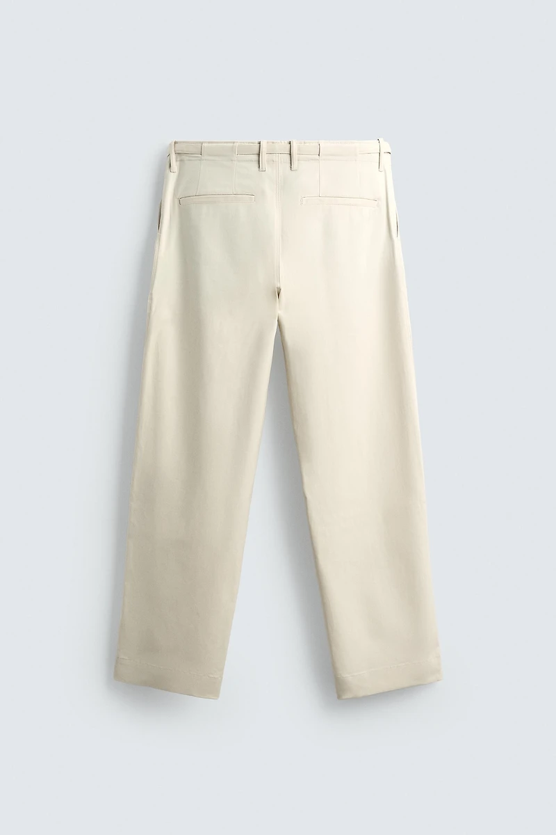 TWILL TEXTURED BELT PANTS