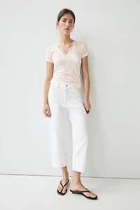 Lace-detail V-neck T-shirt