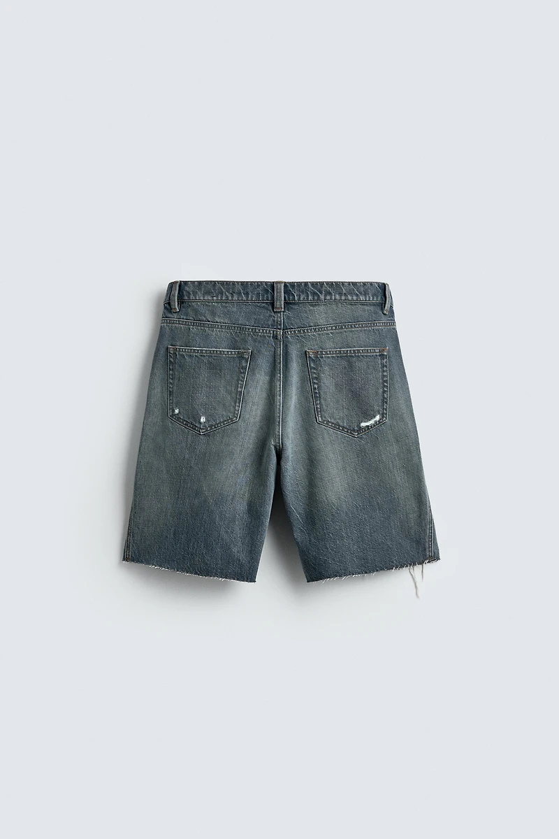 BERMUDA EN DENIM DÉCHIRÉ