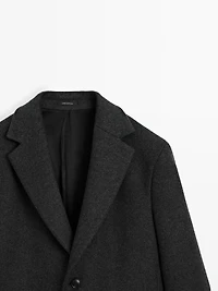 100% wool long coat with lapel collar