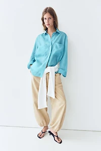100% ramie flowing pocket shirt