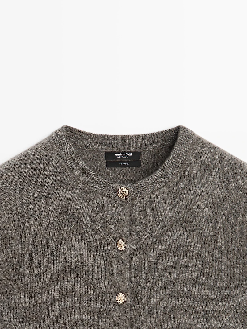 100% wool cardigan with gold buttons
