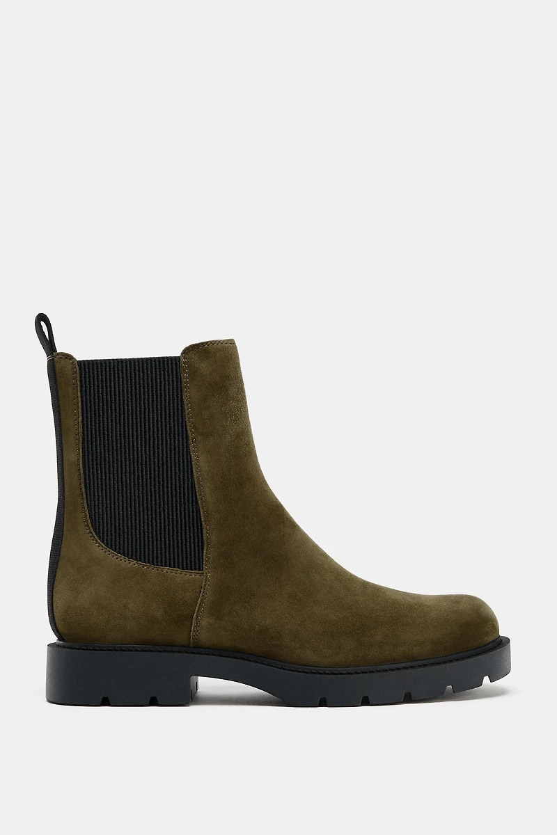 SUEDE LOW HEEL ANKLE BOOTS