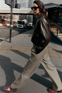 FAUX LEATHER BOMBER JACKET