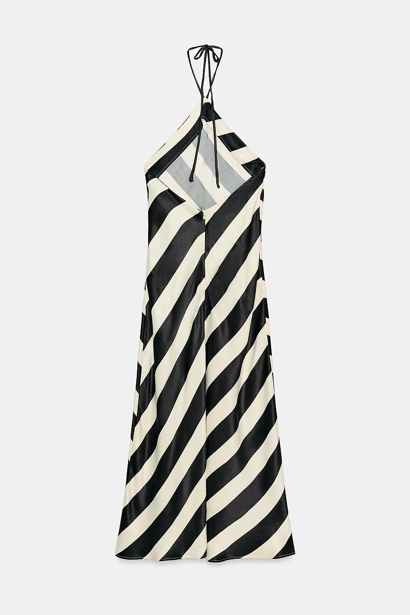 ROBE MI-LONGUE HALTER À RAYURES