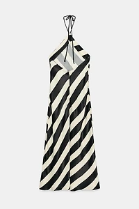 ROBE MI-LONGUE HALTER À RAYURES