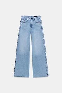 Z1975 HIGH WAIST WIDE LEG STUDDED JEANS