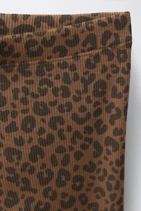 RIBBED T-SHIRT AND ANIMAL PRINT LEGGINGS SET