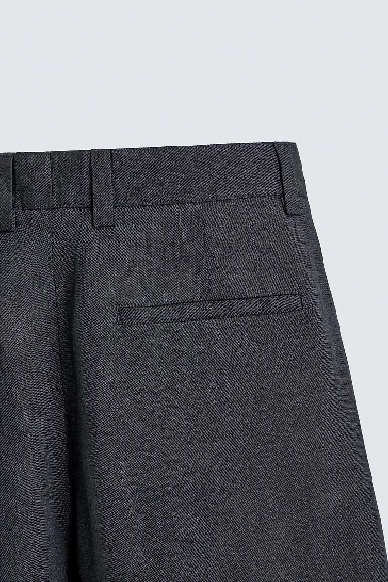 100% LINEN PLEATED PANTS