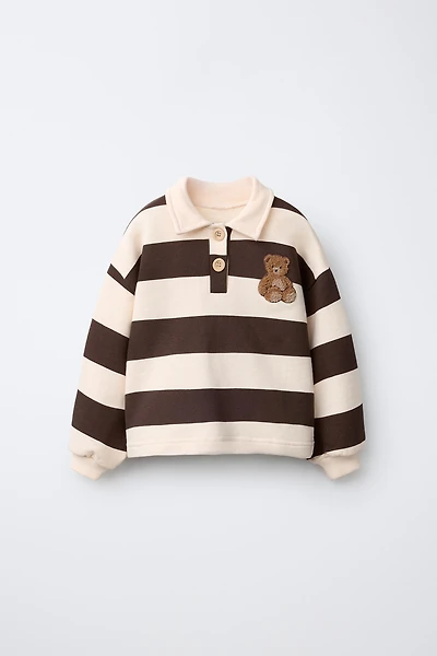 STRIPED POLO SWEATSHIRT