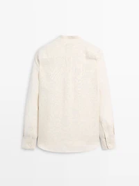 Regular fit striped 100% linen shirt