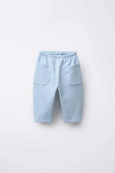 LABEL DETAIL BAGGY PLUSH PANTS