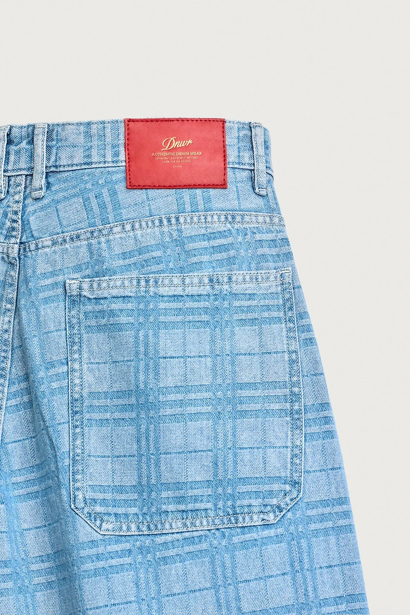 PRINTED WASHED DENIM JORTS