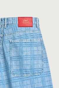 PRINTED WASHED DENIM JORTS