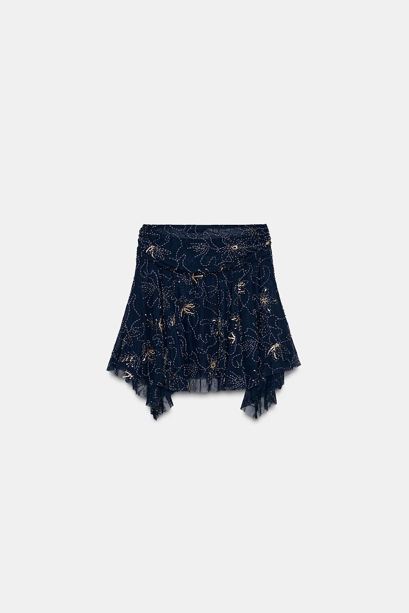 EMBROIDERED BEADED SKIRT