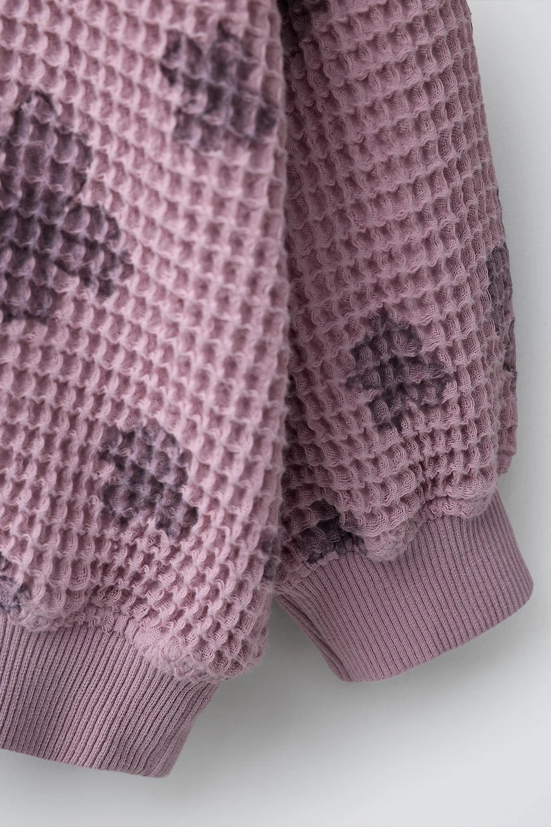 SWEAT WAFFLE À FLEURS