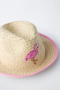 EMBROIDERED STRAW HAT