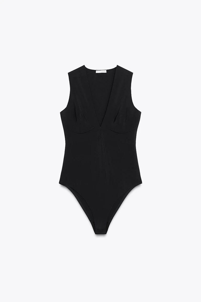 V-NECK POLYAMIDE BODYSUIT