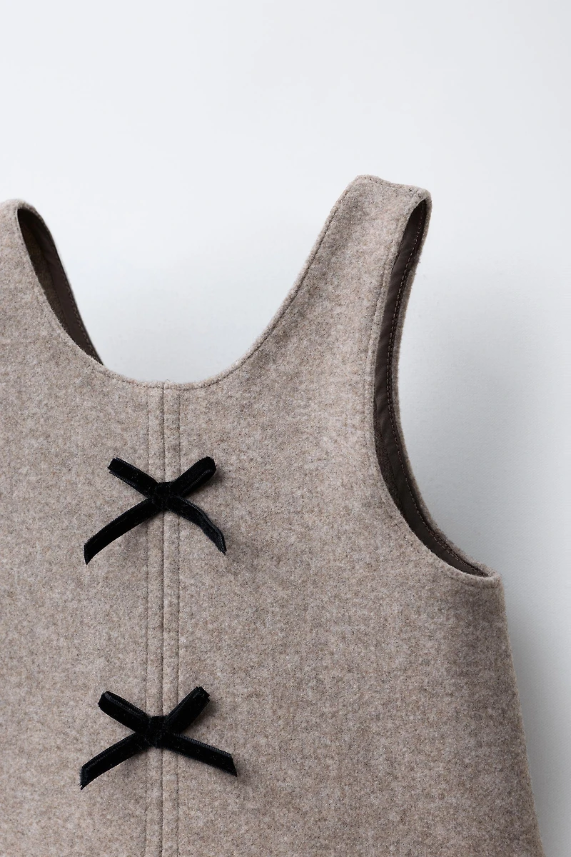 VELVET BOW PINAFORE DRESS